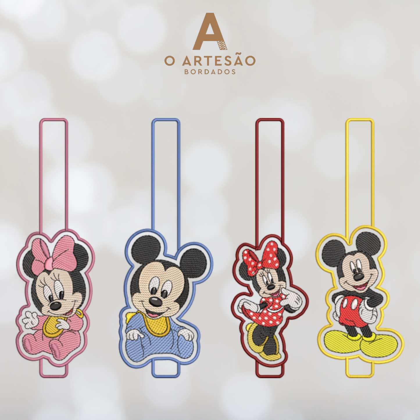 Mini Coleção Porta Chupeta Mickey e Minnie