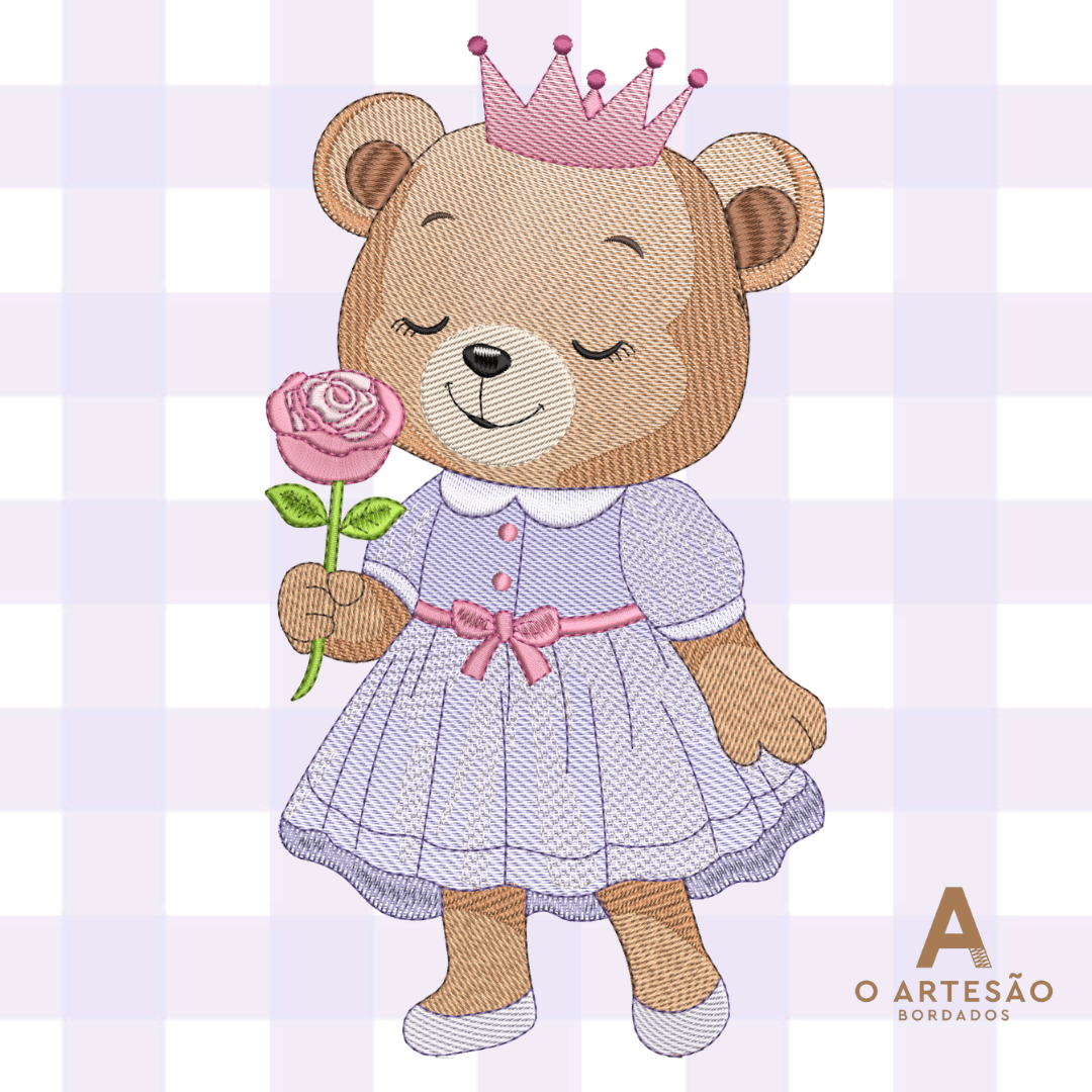 Ursinha Fofa Cheirando Flor