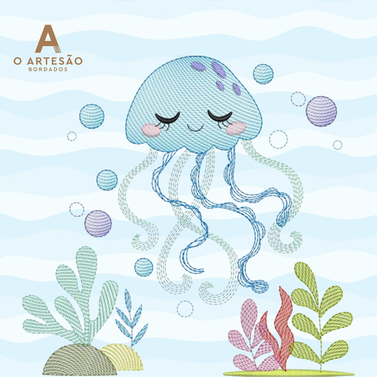 Matriz de Bordado Água Viva Curtindo a Paz — Download Imediato