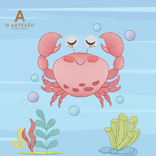 Matriz de Bordado Carangueijo Curtindo a Paz — Download Imediato