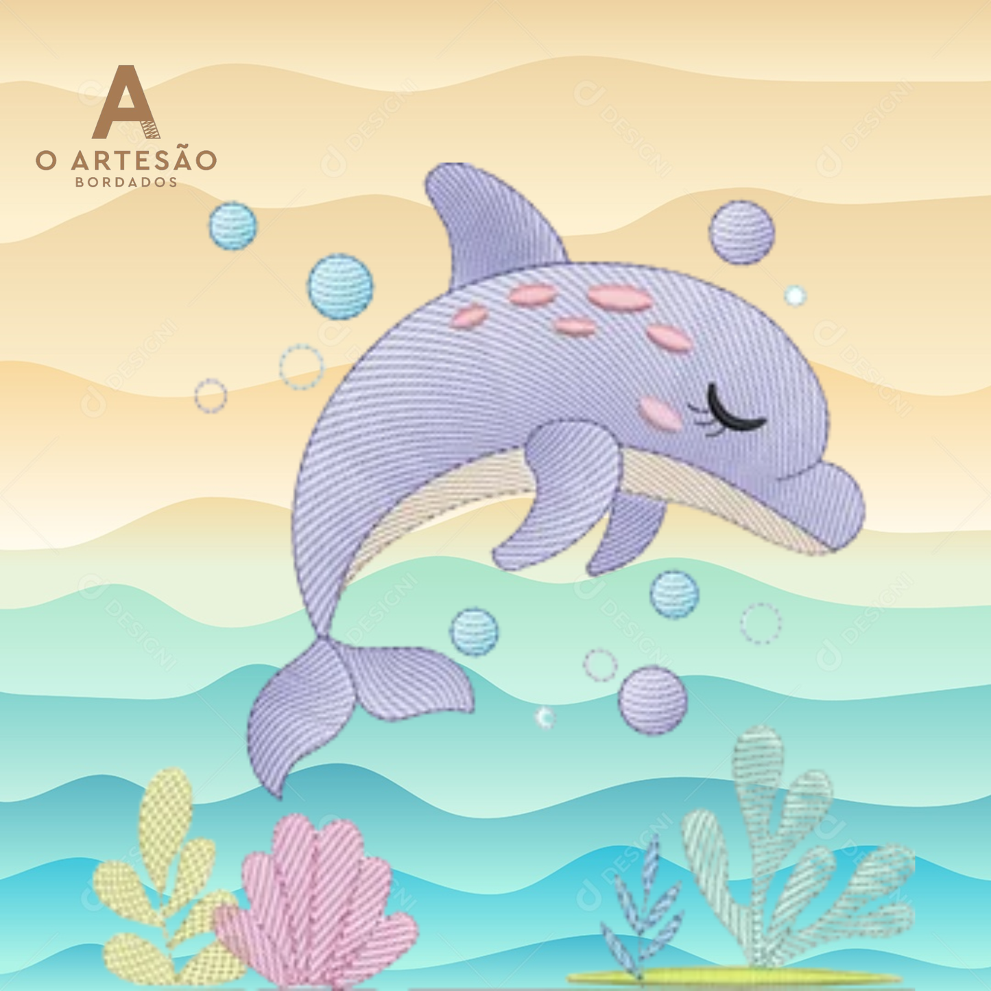 Matriz de Bordado Golfinho Curtindo a Paz — Download Imediato