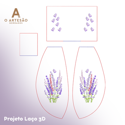 Matriz de Bordado Projeto Laço 3D Violetas — Download Imediato