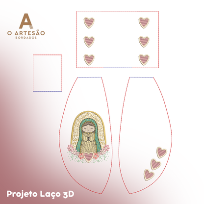 Matriz de Bordado Projeto Laço 3D Guadalupe Fofinha
