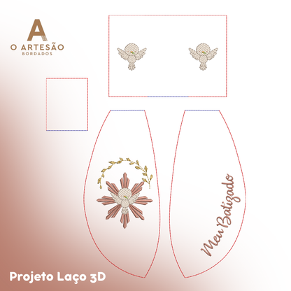 Matriz de Bordado Projeto Laço 3D Meu Batizado — Download Imediato