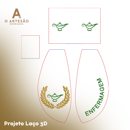 Matriz de Bordado Projeto Laço 3D Enfermagem — Download Imediato