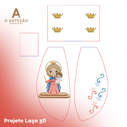 Matriz de Bordado Projeto Laço 3D Nossa Senhora Auxiliadora — Download Imediato