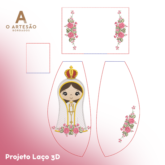 Projeto Laço 3D Nossa Senhora de Fátima Fofinha