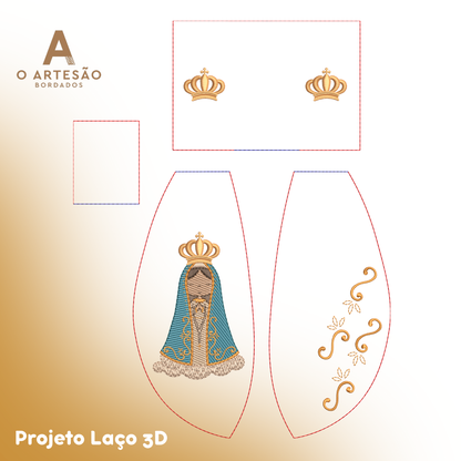 Matriz de Bordado Projeto Laço 3D Nossa Senhora Aparecida Graciosa — Download Imediato