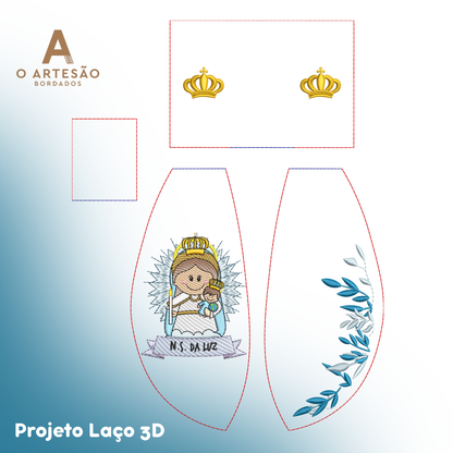 Matriz de Bordado Projeto Laço 3D Nossa Senhora da Luz Fofinha