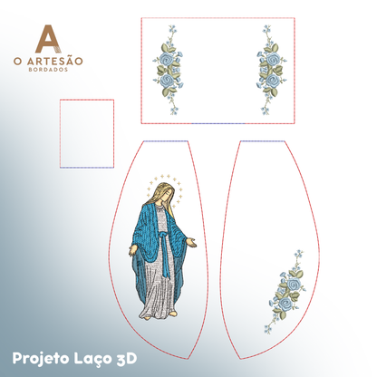 Matriz de Bordado Projeto Laço 3D Nossa Senhora das Graças — Download Imediato