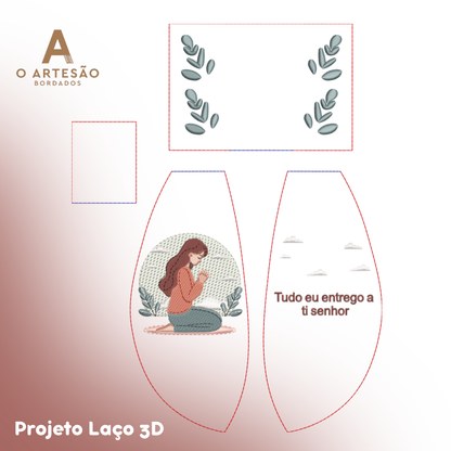 Matriz de Bordado Projeto Laço 3D Oração — Download Imediato