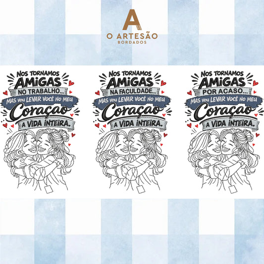 Coleção Matrizes de Bordado migas do Coração com fundo Xadrez Azul Claro com Branco.