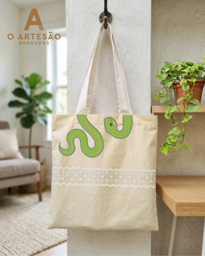 Ecobag com Matriz Cobrinha Divertida com Fundo Sala de Estar