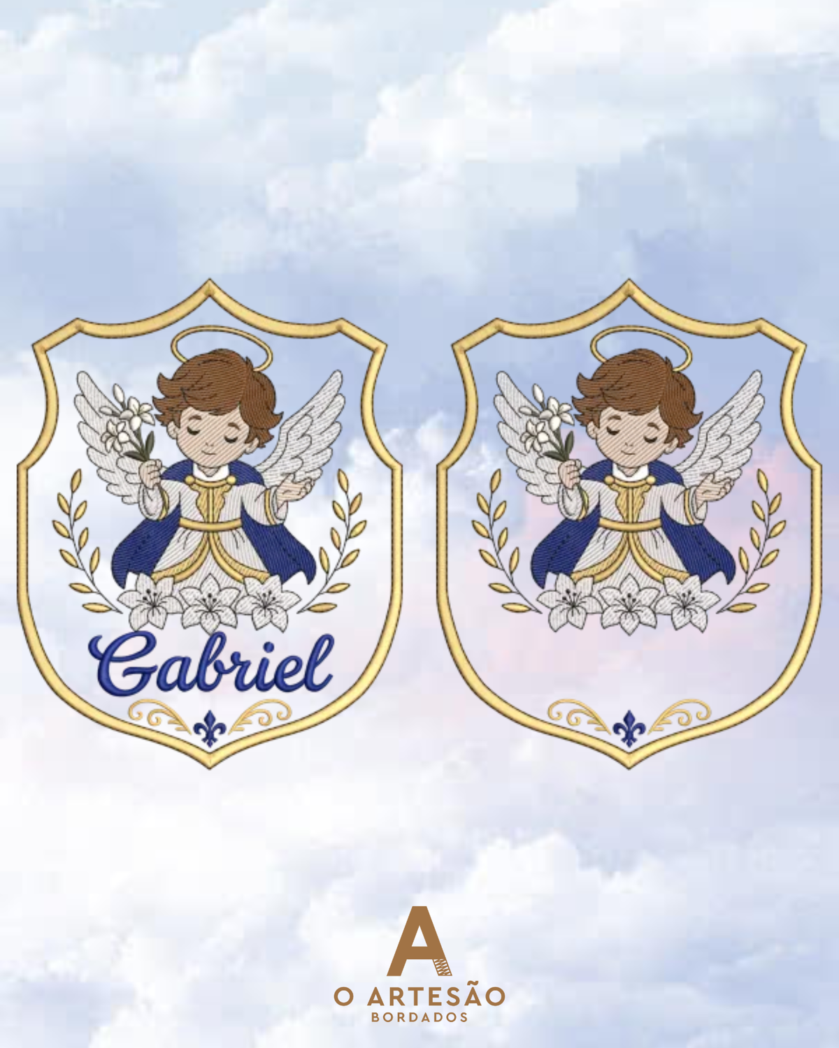 Matriz de Bordado Arcanjo Gabriel Com e Sem Nome