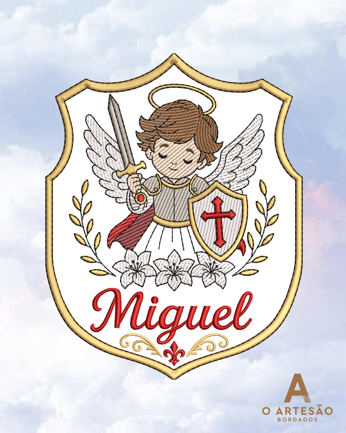 Matriz de Bordado Arcanjo Gabriel Com Nome