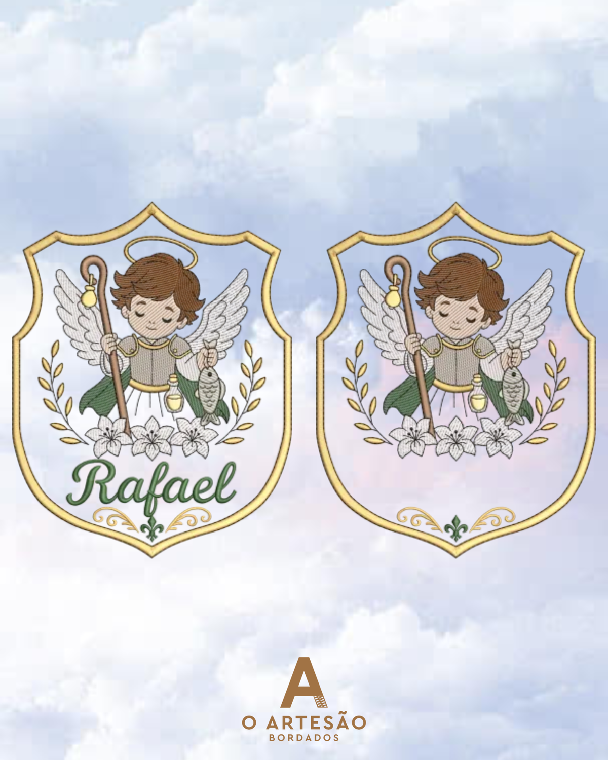 Matriz de Bordado Arcanjo Rafael Com e Sem Nome