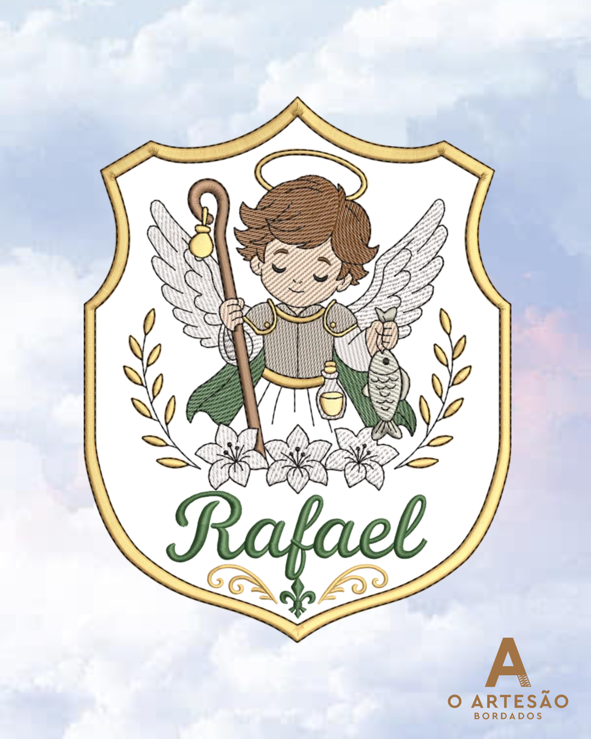Matriz de Bordado Arcanjo Gabriel Com Nome