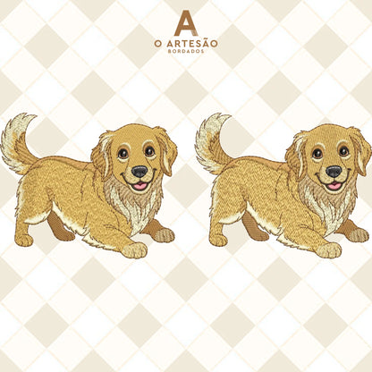 Matriz de Bordado Cozinha Golden em Tatami e Rippled com Fundo Xadrez Creme