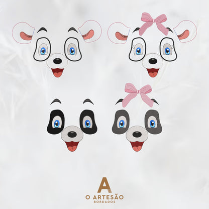Matriz de Bordado Pantinha Rostinho Lúdico com Fundo Simples Cinza