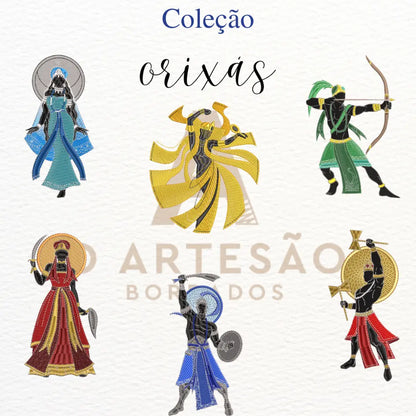 Pacote de Matrizes de Bordado Religiosas Orixás em fundo branco