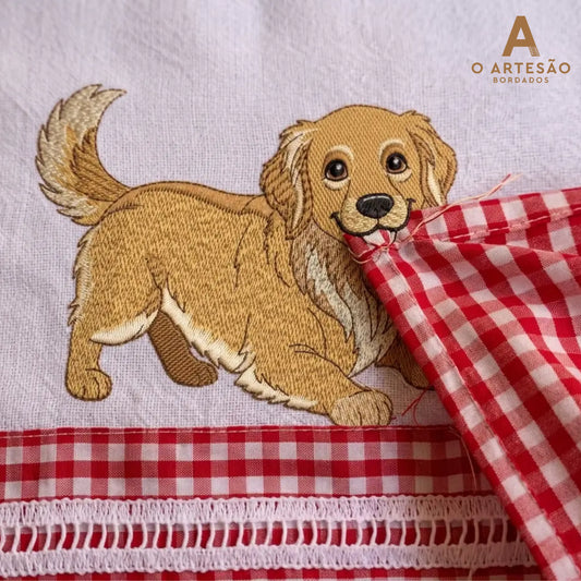 Pano de Prato com Matriz de Bordado Cozinha Golden 