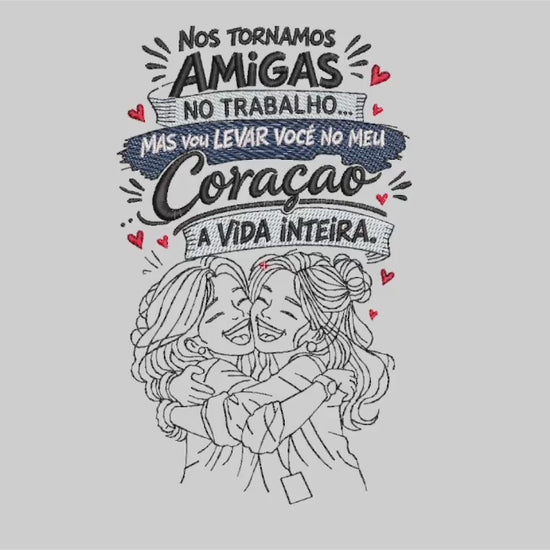 Vídeo de simulação de bordado do Pacote Amigas do Coração.