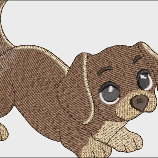 Matriz de Bordado Coleção Interativa Puxa Pano Cachorrinho Sapeca  em vVdeo