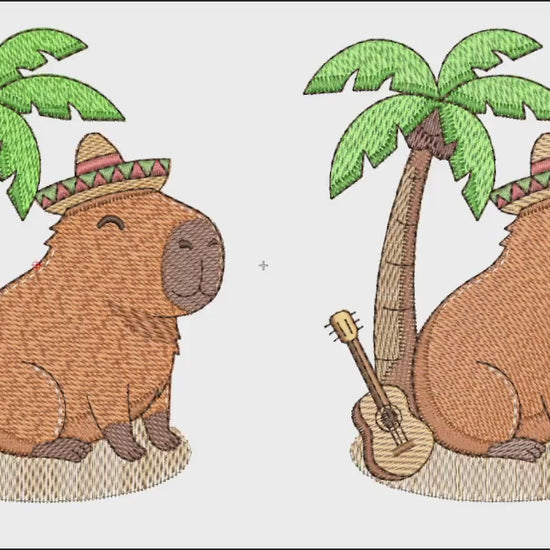 Matriz de Bordado Capivarinha Musical  em Vídeo