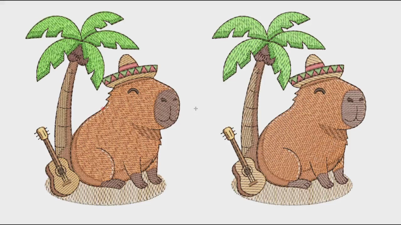 Matriz de Bordado Capivarinha Musical  em Vídeo