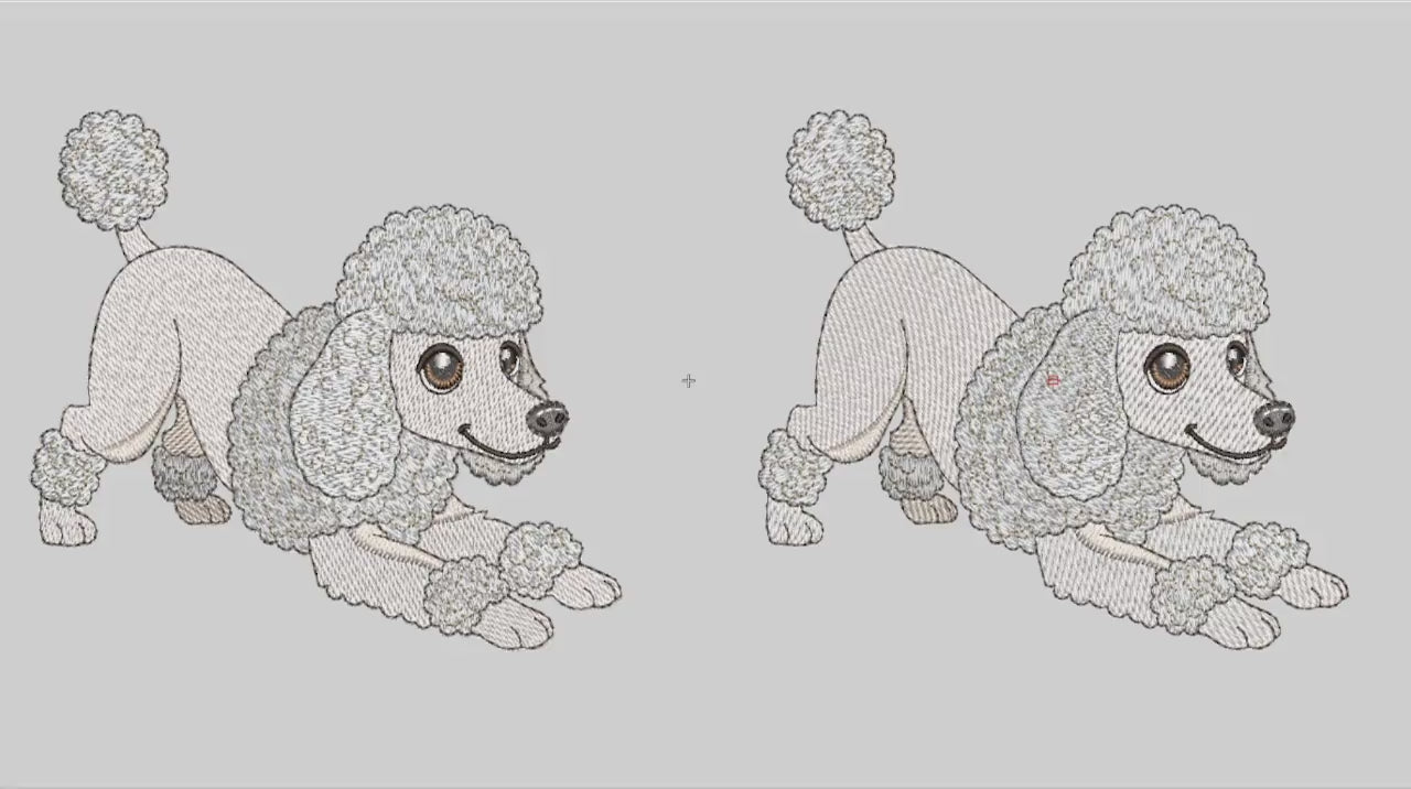 Vídeo de simulação de bordado da Matriz Poodle Fofinho Puxando Pano.