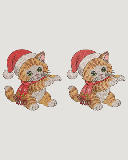 Vídeo de simulação de bordado do Pacote Gatinho de Natal Puxa Pano.
