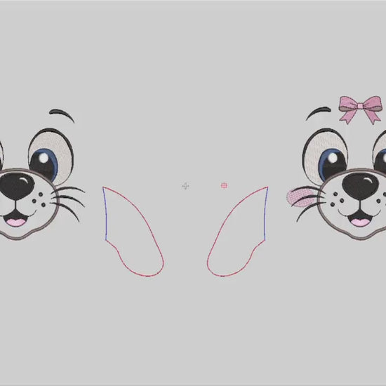 Vídeo de simulação de bordado do Pacote Rostinho Lúdico Foquinhas.