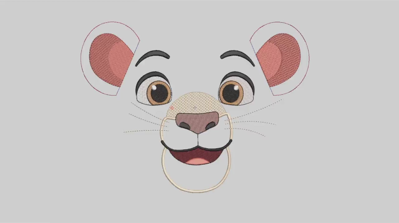 Matriz de Bordado Coleção Safari Leãozinho Rostinho Lúdico em vdeo