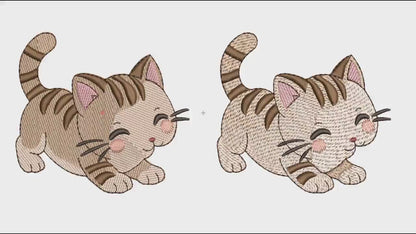 Matriz de Bordado Cozinha Gatinho Sapeca Puxando Pano de Prato — Projeto — Download Imediato