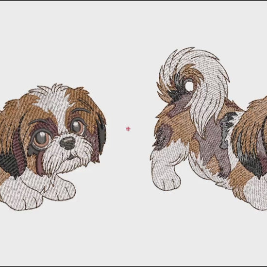 Vídeo do processo de bordado Shih Tzu Fofinho Puxando Pano