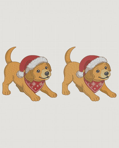 Vídeo de simulação de bordado do Pacote Doguinho Caramelo de Natal Puxa Pano.