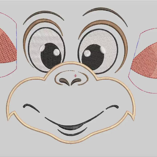 Matriz de Bordado Rostinho Lúdico Macaquinho em Vídeo
