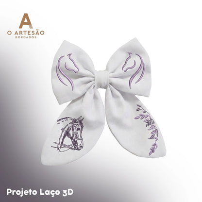 Matriz de Bordado Projeto Laço 3D Cavalo e Floral — Download Imediato
