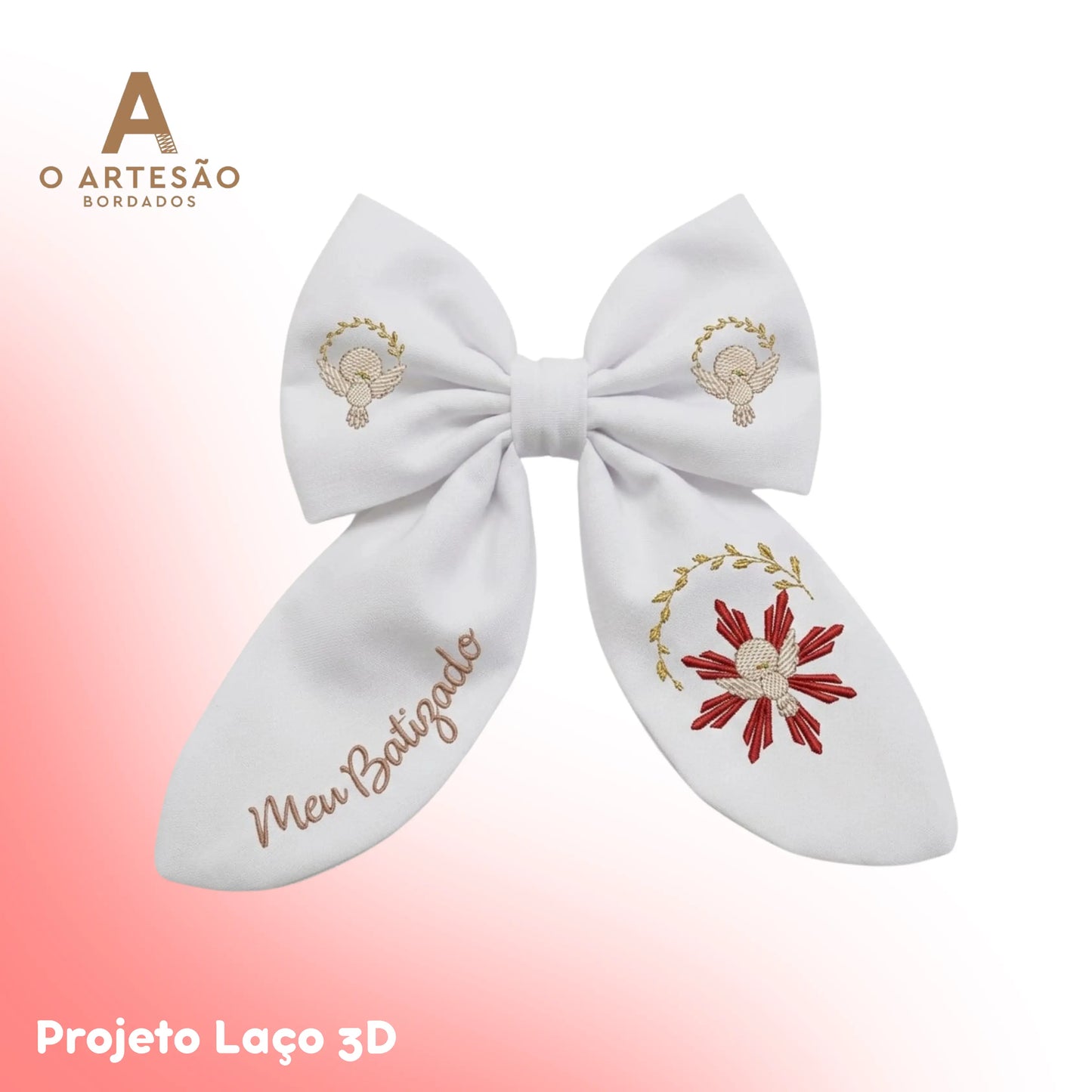 Matriz de Bordado Projeto Laço 3D Meu Batizado — Download Imediato
