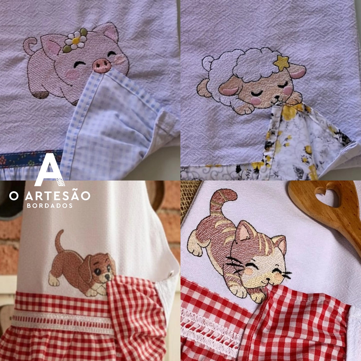 Panos de Prato Matrizes de Bordado Coleção Interativa Puxa Pano 